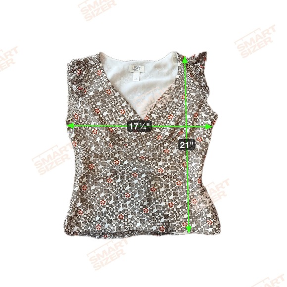 Ann Taylor Womens Y2K Babydoll Blouse Top Size 4 Petite Brown Geometric Zip Vtg - Picture 2 of 8